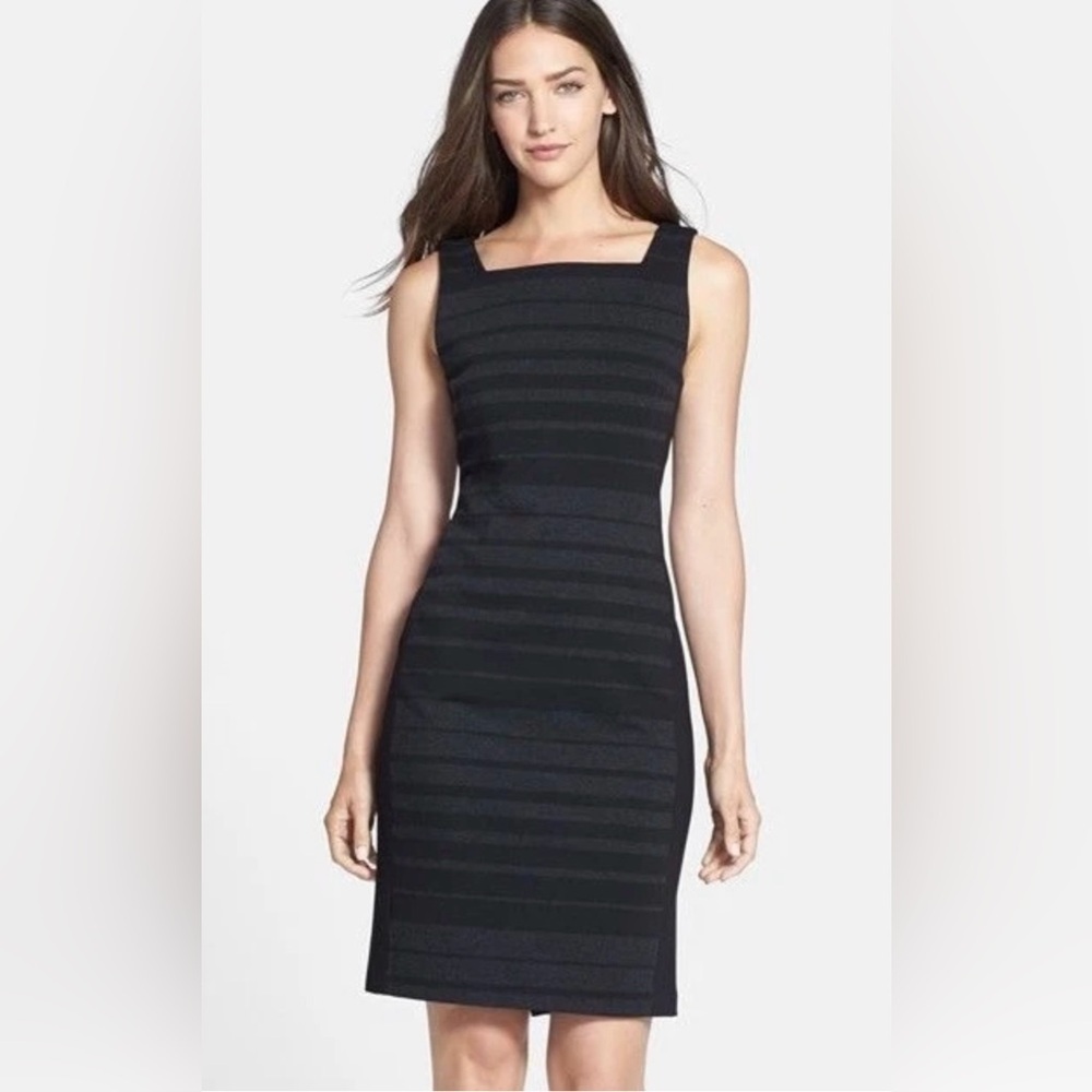 NWT Eileen Fisher Viscose Stretch Ponte with Striped Panels Dress- Size 12